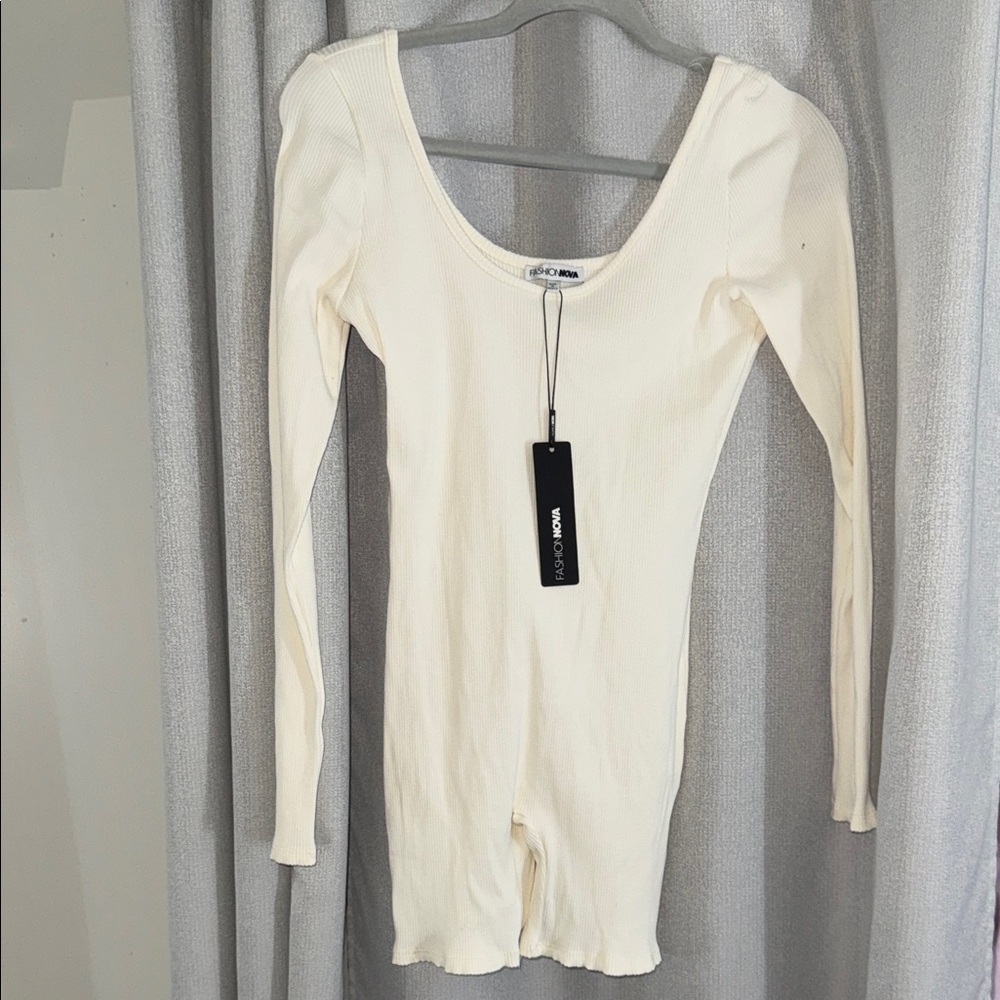 Cream Long Sleeve Romper
